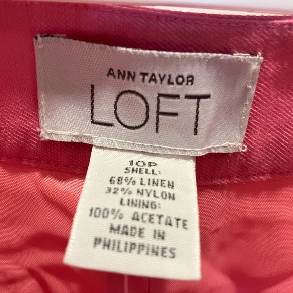 Ann Taylor Loft Woman Petite Size 10 Hot Pink Lined Linen Slacks - Picture 6 of 7